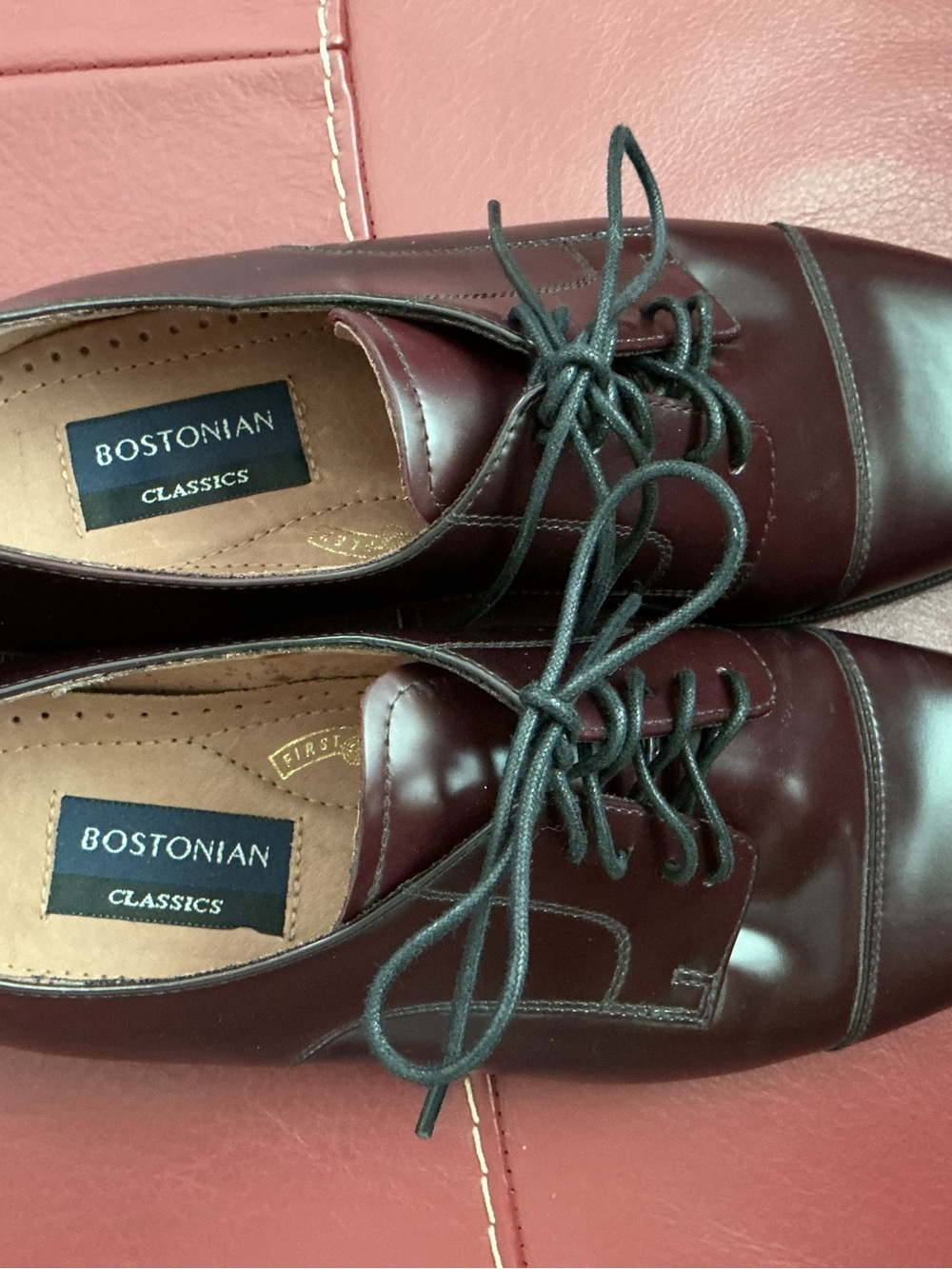 Men's Leather Cap-Toe Dress Shoes in Dark Burgundy by Bostonian - Picture 3 of 6